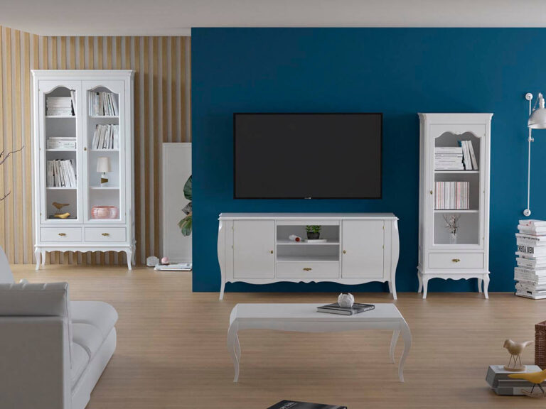 Cachava catálogo salones colección Marsella madera color blanco
