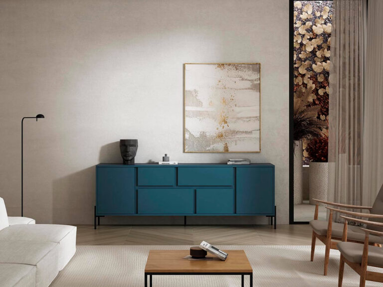 Cachava catálogo salones colección Noa madera color azul